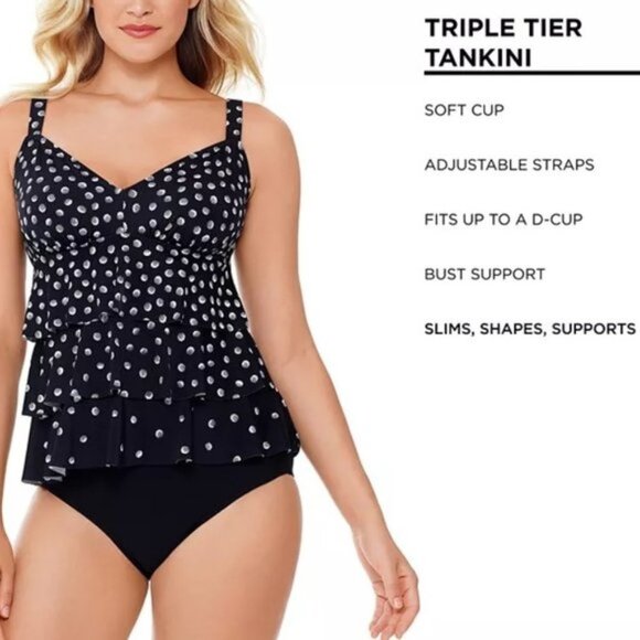 Swim Solutions Galactica Print Tiered Swim Top - Picture 2 of 9